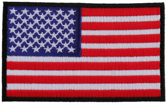 US Flag Black Border Patch - Embroidered Iron on Patch - United States of America Flag Craft Supply