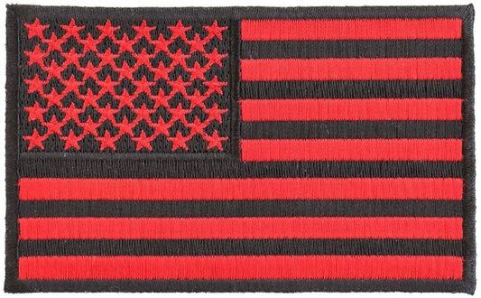 BLACK AND RED American Flag Biker Motorcycle Embroidered Patch
