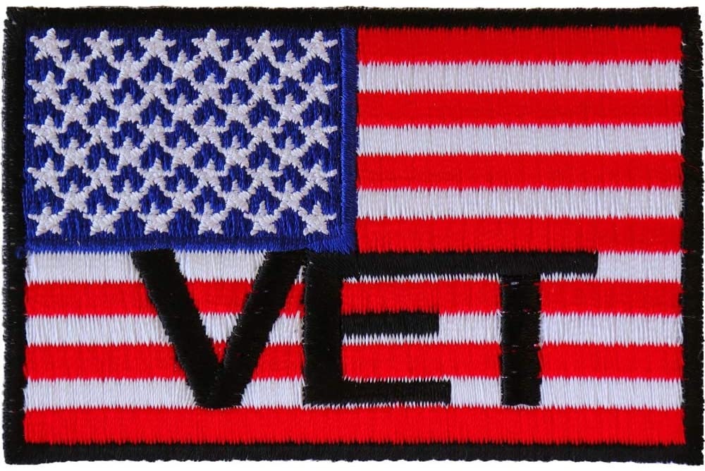 US Flag VET Patch - Embroidered Iron on Patch - United States of America Flag Military Veteran