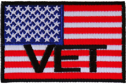 US Flag VET Patch - Embroidered Iron on Patch - United States of America Flag Military Veteran
