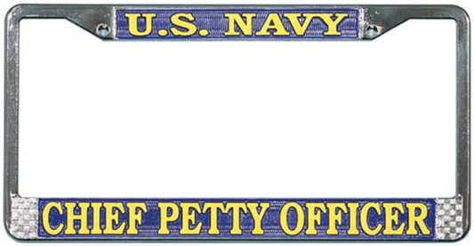CHIEF PETTY OFFICER Navy Metal Chrome License Plate Frame - Usn United States U.S. Navy Craft Supply