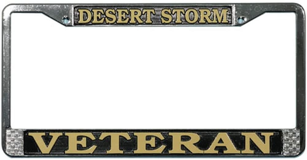 DESERT STORM VETERAN Metal License Plate Frame - United States Military Gulf War Iraq Conflict Craft Supply