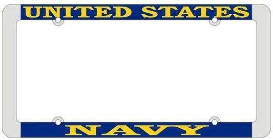 UNITED STATES NAVY Thin Rim Metal Chrome License Plate Frame United States U.S. Navy Craft Supply