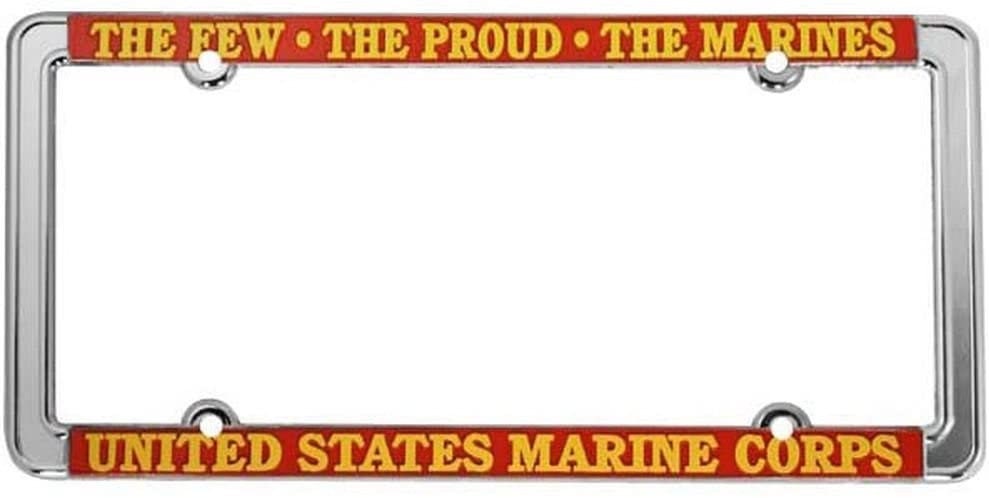 MARINES The Few The Proud Thin Rim Metal Chrome License Plate Frame United States Marines USMC