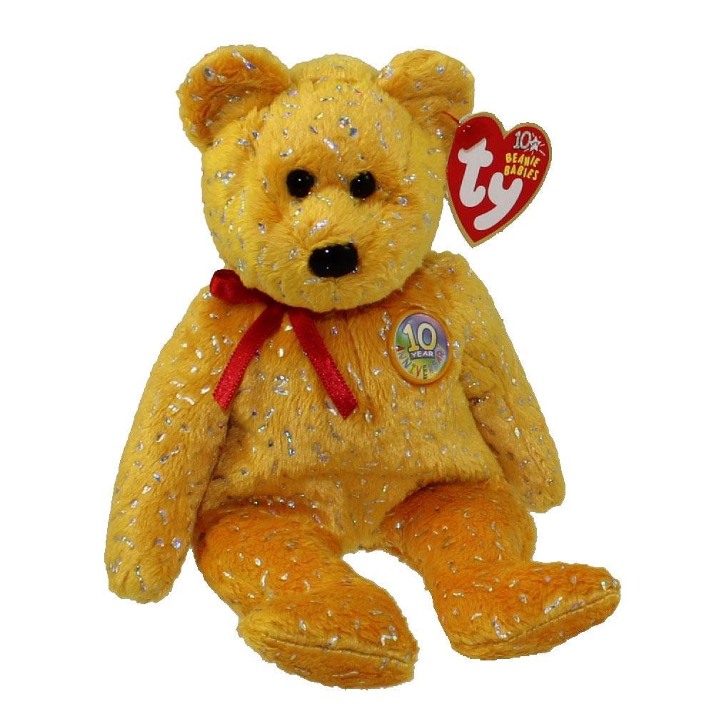 DECADES The Gold Bear Ty Beanie Baby Retired Beanbag Plush - New with Tags Vintage 1990s