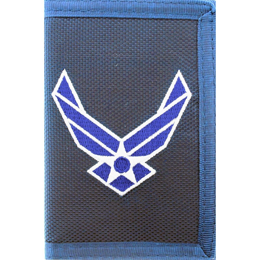 US Air Force Blue Embroidered Symbol Tri Fold Wallet - Velcro United States Air Force Wallet USAF