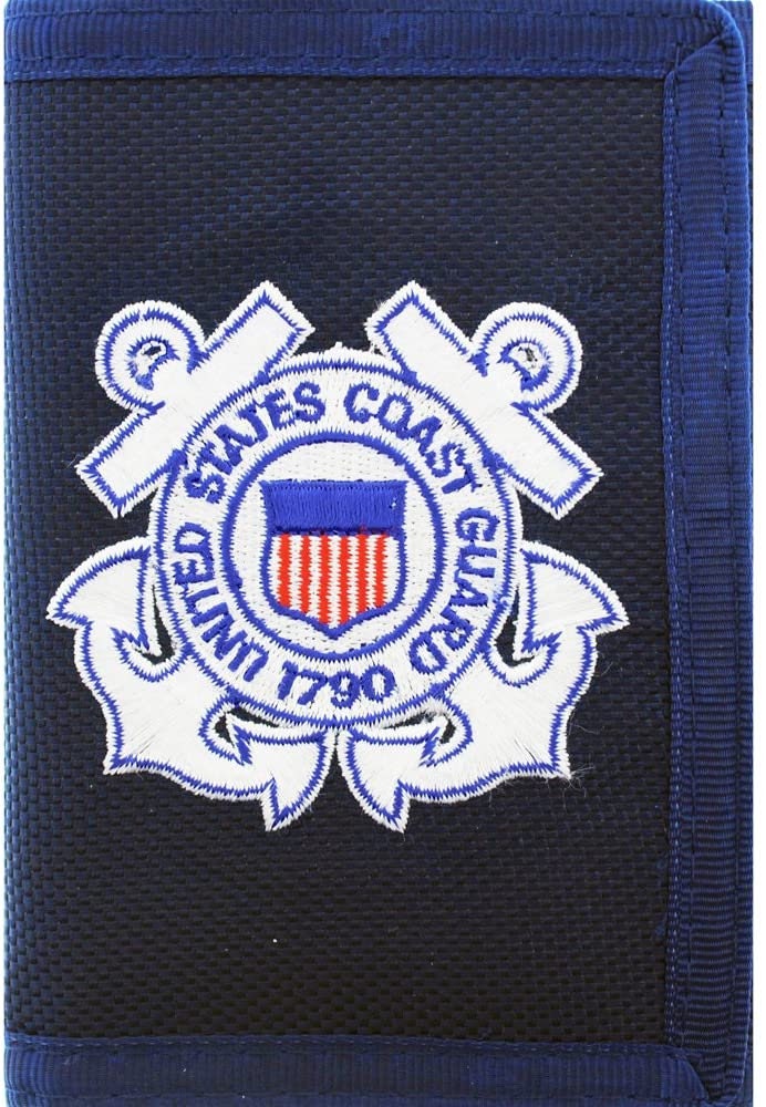 US Coast Guard Blue Embroidered Symbol Tri Fold Wallet - Velcro United States Coast Guard Wallet USCG Craft Supply