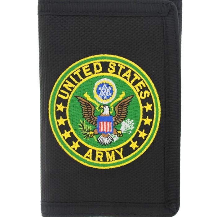 U.S. ARMY Crest Embroidered Tri Fold Wallet - Velcro United States Army Wallet