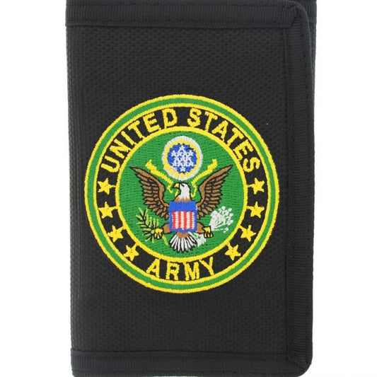 U.S. ARMY Crest Embroidered Tri Fold Wallet - Velcro United States Army Wallet Craft Supply