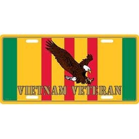 VIETNAM VETERAN Ribbon Eagle Metal License Plate - Veteran War Military