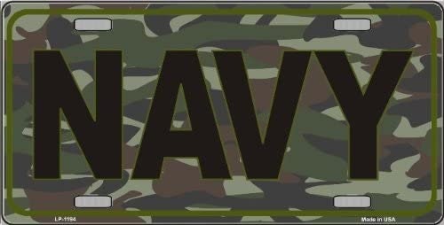 NAVY Camouflage Metal License Plate Sign Novelty Vanity - United States Navy USN Camo Craft Supply