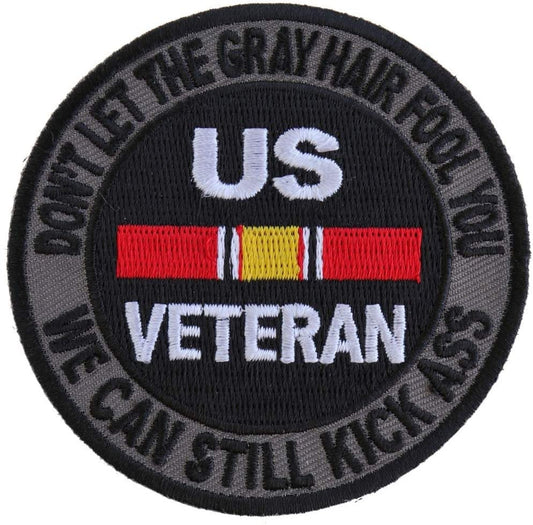 US VETERAN Don't Let The Gray Hair Fool You Embroidered Patch Appliqué Military Craft Supply