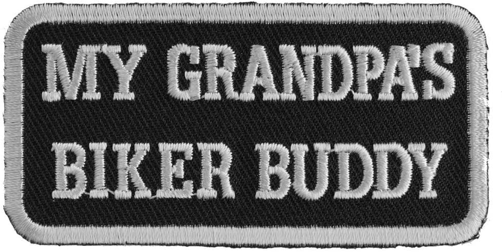 My Grandpa's Biker Buddy Patch - Funny Motorcycle Biker Embroidered Patch Craft Supply