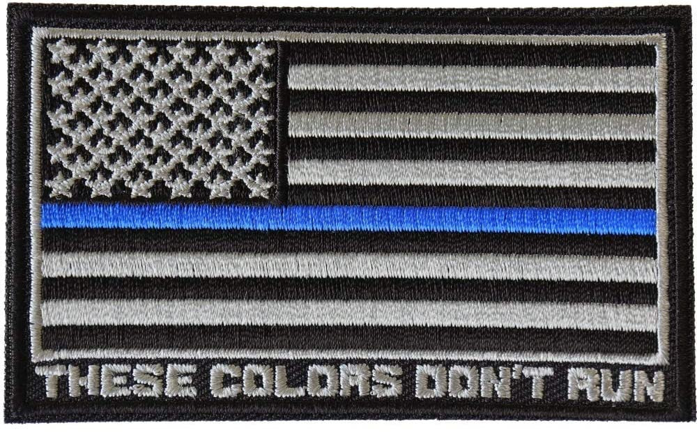 THIN BLUE LINE Patch - These Colors Don't Run Police Sheriff Law Enforcement - Embroidered Patch Appliqué Craft Supply