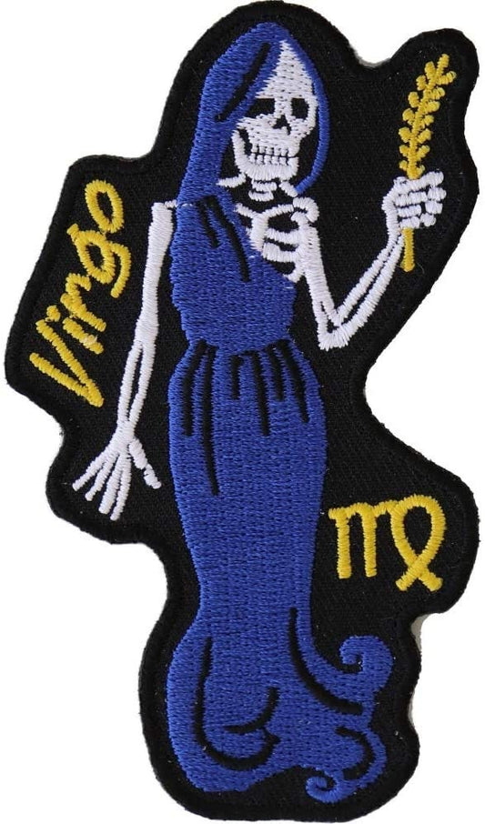 VIRGO Skull Zodiac Sign Patch - Embroidered Patch Appliqué