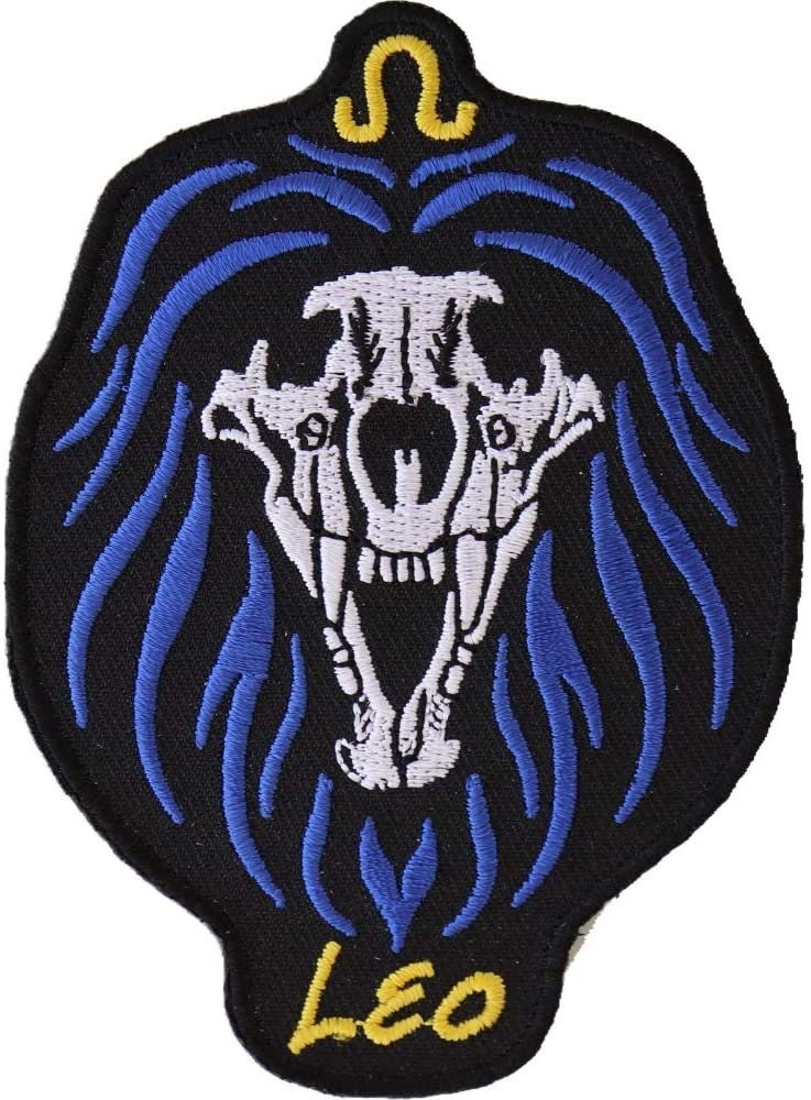 LEO Skull Zodiac Sign Patch - Embroidered Patch Appliqué Craft Supply