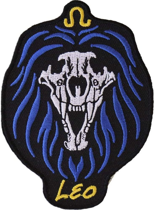 LEO Skull Zodiac Sign Patch - Embroidered Patch Appliqué Craft Supply