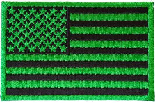 KELLY GREEN American Flag Patch - Biker Motorcycle Embroidered Patch