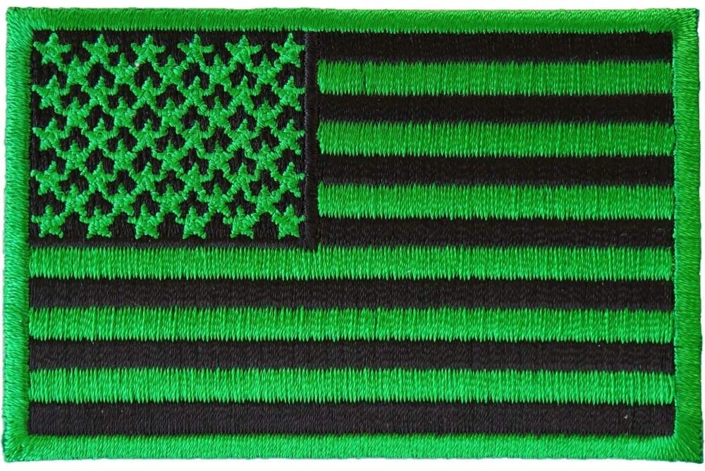 KELLY GREEN American Flag Patch - Biker Motorcycle Embroidered Patch Craft Supply