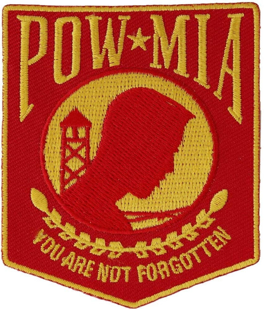 POW MIA Red and Yellow Crest Patch - Embroidered Patch Appliqué United States Military Craft Supply