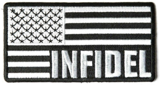 INFIDEL American Flag Patch - Black White Military Arabic Embroidered Patch Appliqué Craft Supply