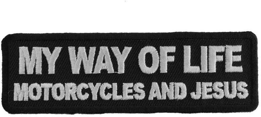 My Way of Life Motorcycles and Jesus Patch - Christian Biker Embroidered Patch Appliqué Craft Supply