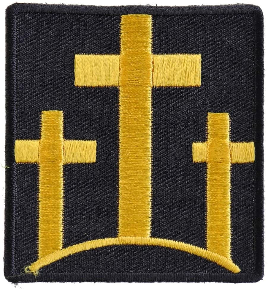 Black and Yellow Three Crosses Patch - Christian Biker Embroidered Patch