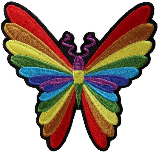 Colorful Butterfly Patch - Rainbow Multi Color Embroidered Patch Appliqué Craft Supply