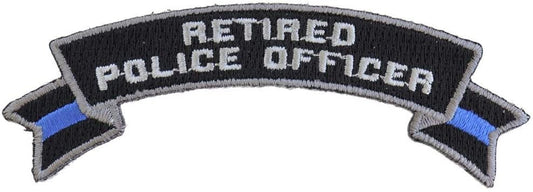 RETIRED POLICE OFFICER Rocker Patch - Thin Blue Line Police Law Enforcement Embroidered Patch Craft Supply