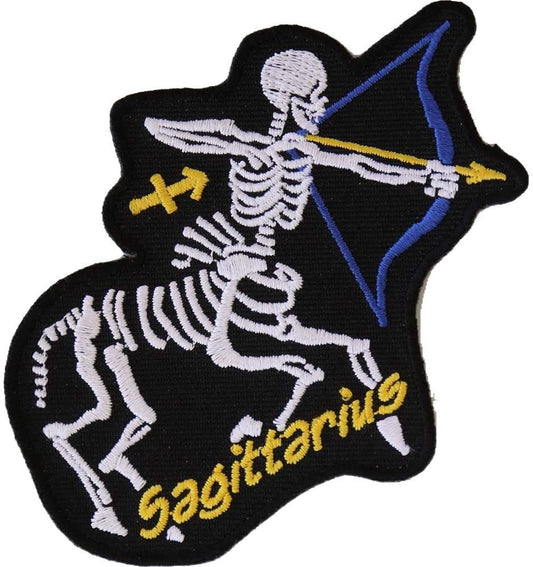 SAGITTARIUS Skull Zodiac Sign Patch - Embroidered Patch Appliqué