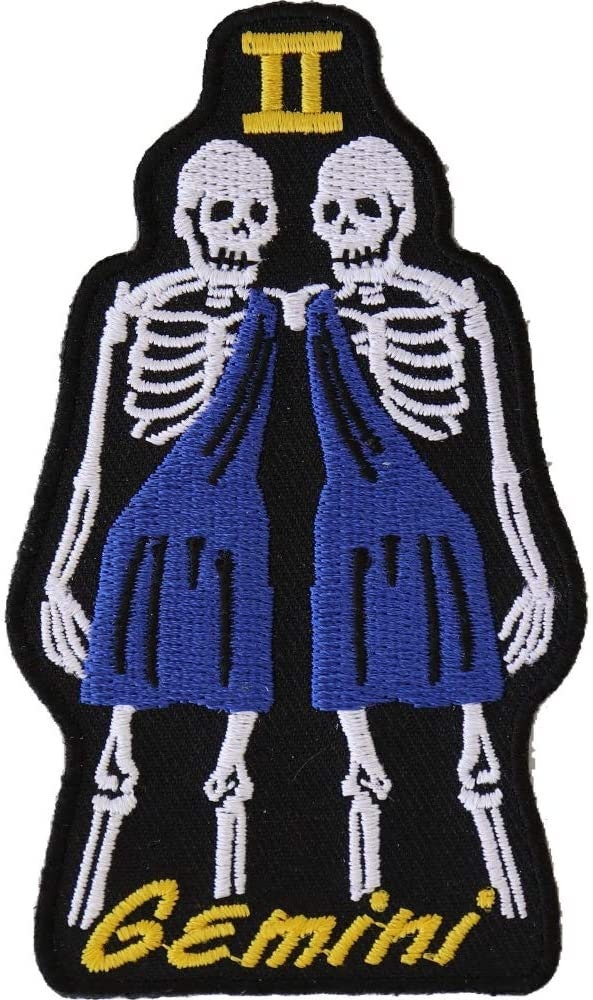 GEMINI Skull Zodiac Sign Patch - Embroidered Patch Appliqué