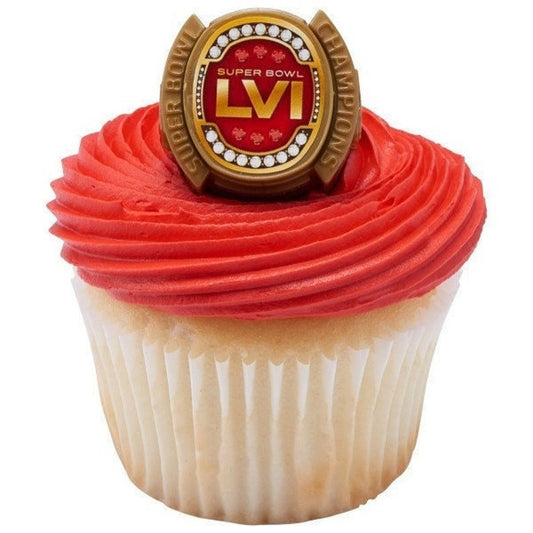 24 SUPER BOWL 56 LVI Cupcake Rings Nfl Cake Toppers for Superbowl Party Decoration Craft Supply