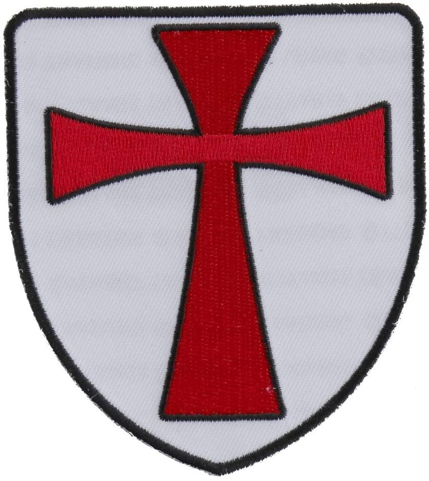 Knights Templar Shield Patch - Crusader Medieval Knight Embroidered Patch Appliqué Craft Supply