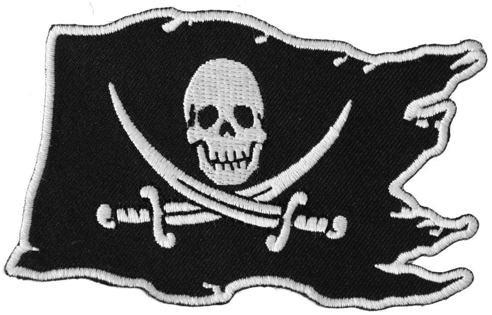 Pirate Skull Flag Patch - Jolly Roger Pirate Embroidered Patch Appliqué Craft Supply