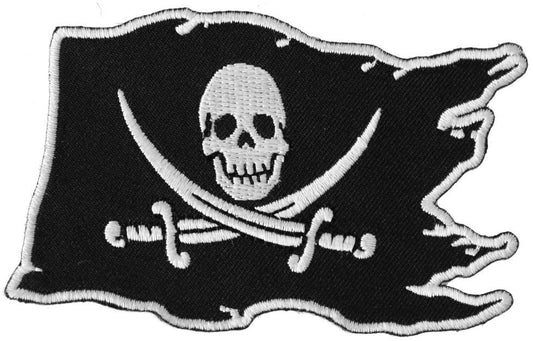 Pirate Skull Flag Patch - Jolly Roger Pirate Embroidered Patch Appliqué Craft Supply