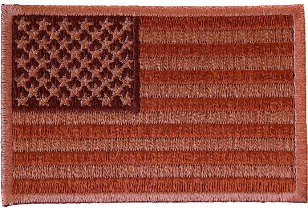 Subdued Brown US Flag Patch - United States Flag Embroidered Patch Appliqué Craft Supply