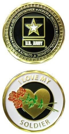 Army I Love My Soldier Challenge Coin - United States Army Military Good Luck Double Sided Collectible Challenge Coin