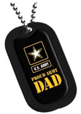 Proud Army DAD Dog Tag With Chain - United States Army Proud Father Veteran Vet Dog Tag Craft Supply