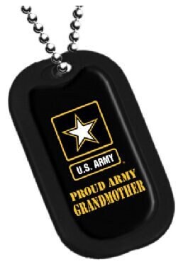 Proud Army GRANDMOTHER Dog Tag With Chain - United States Army Proud Grandmother Veteran Vet Dog Tag Craft Supply