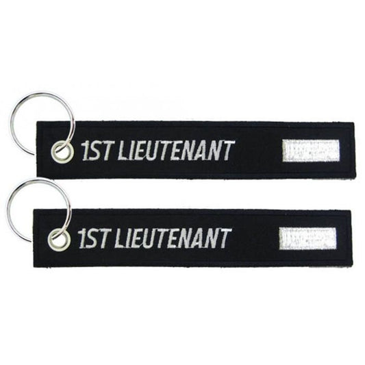 Air Force 1st Lieutenant Black Keychain - United States Air Force USAF Embroidered Key Ring Keyfob Craft Supply