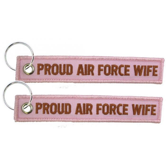 Proud Air Force Wife Pink Keychain - United States Air Force Embroidered Key Ring Keyfob USAF Proud Wife Craft Supply