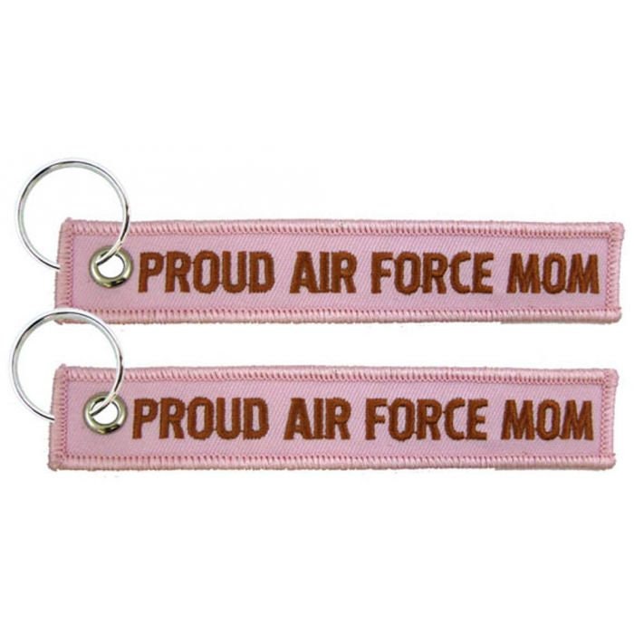 Proud Air Force Mom Pink Keychain - United States Air Force Embroidered Key Ring Keyfob USAF Proud Mom Craft Supply
