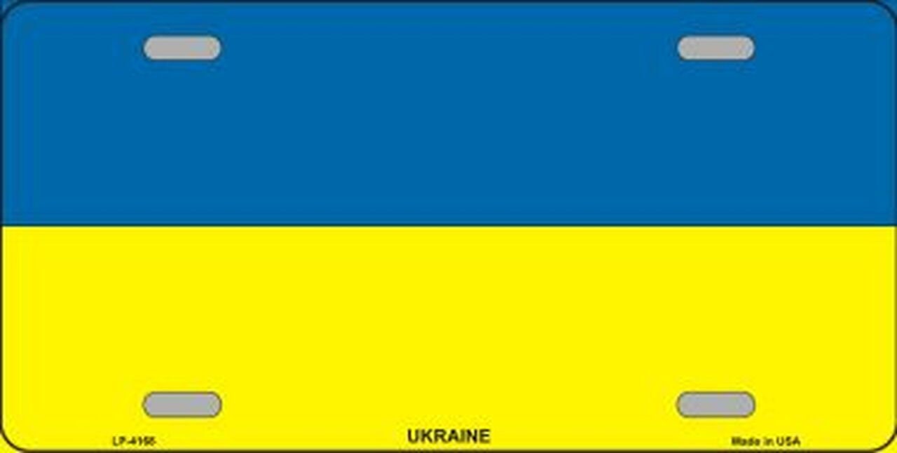 UKRAINE Flag Metal License Plate Sign Novelty Vanity Ukrainian Craft Supply