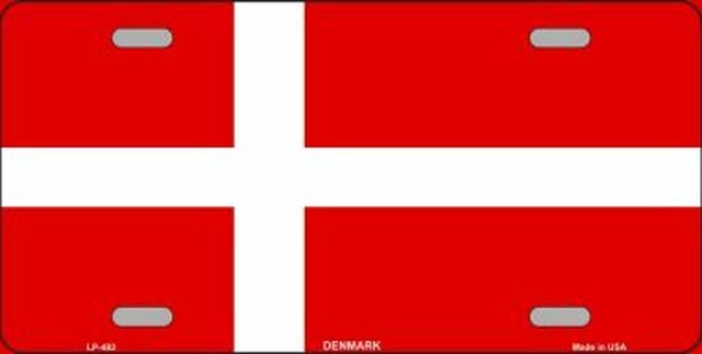 DENMARK Flag Metal License Plate Sign Novelty Vanity Danish Craft Supply