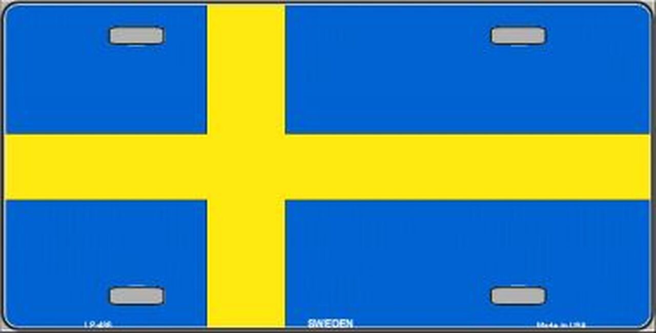 SWEDEN Flag Metal License Plate Sign Novelty Vanity Swedish Craft Supply