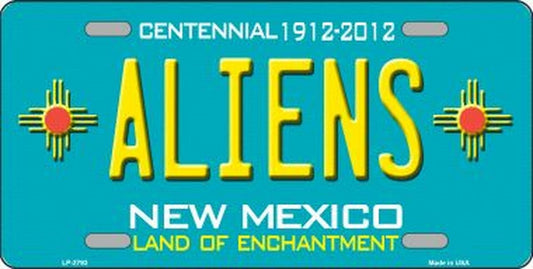 ALIENS New Mexico State Background Metal License Plate Sign Novelty Vanity
