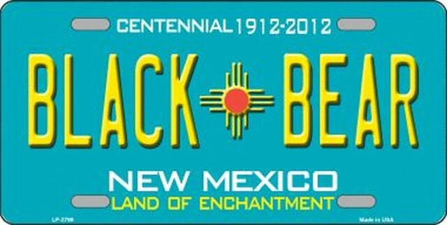 BLACK BEAR New Mexico State Background Metal License Plate Sign Novelty Vanity