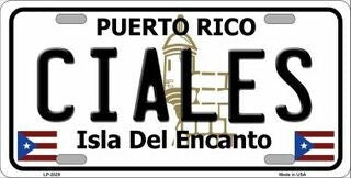 CIALES Puerto Rico Background Metal License Plate Sign Novelty Vanity Craft Supply