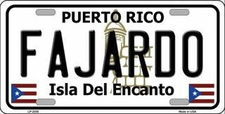 FAJARDO Puerto Rico Background Metal License Plate Sign Novelty Vanity Craft Supply