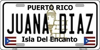 JUANA DIAZ Puerto Rico Background Metal License Plate Sign Novelty Vanity